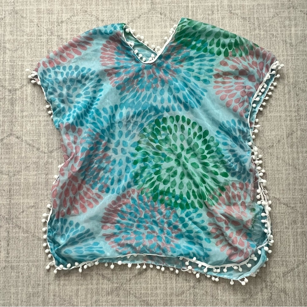Girl’s Blue/Green Athletic Beach Dress Swimsuit Cover LARGE